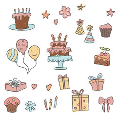 Happy birthday icons set