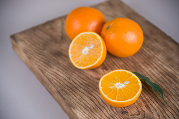 Juicy fresh orange. Healthy eating. Orange background