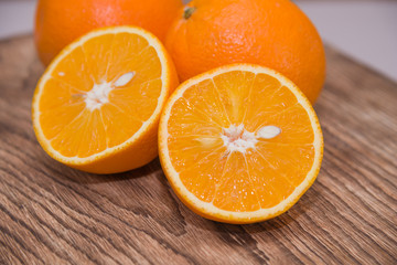 Juicy fresh orange. Healthy eating. Orange background