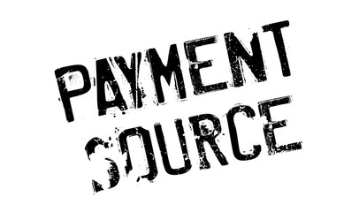 Payment Source rubber stamp. Grunge design with dust scratches. Effects can be easily removed for a clean, crisp look. Color is easily changed.
