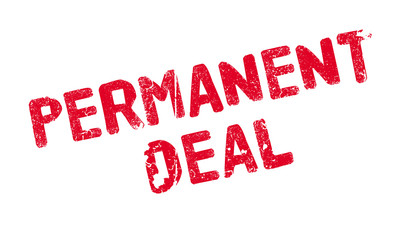 Permanent Deal rubber stamp. Grunge design with dust scratches. Effects can be easily removed for a clean, crisp look. Color is easily changed.