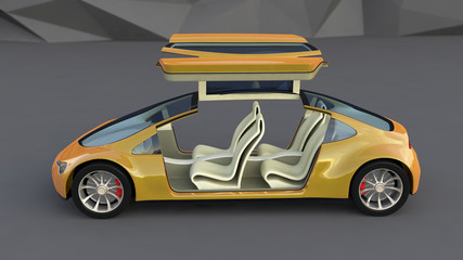 Self-driving Car, Future Car With Gull Wing Doors - 3d Concept, Autonomous transport - 3D Render