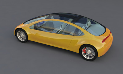 Self-driving Car, Future Car With Gull Wing Doors - 3d Concept, Autonomous transport - 3D Render
