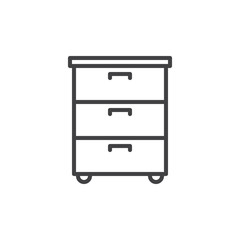 Office documents cabinet line icon, outline vector sign, linear style pictogram isolated on white. Symbol, logo illustration. Editable stroke. Pixel perfect
