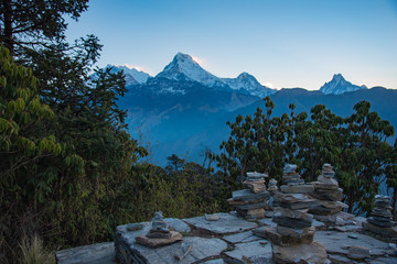 Snowy mountain landscape with a lake, river, and glacier in a summer wilderness scene&rdquo;