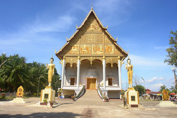 Buddhist  temple  Pha That Luang with Lying Buddha  in Vientiane in Laos.   © robnaw