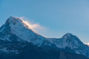 sunlight over snow mountain , Nepal