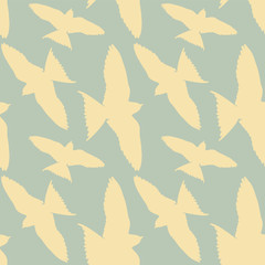 Naklejka na ściany i meble Seamless pattern. white birds in a blue sky. Retro style. Hand drawn elements.
