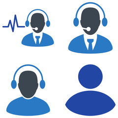Call Center flat vector pictograph collection. An isolated icons on a white background.