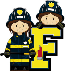 F is for Fireman Learning Illustration