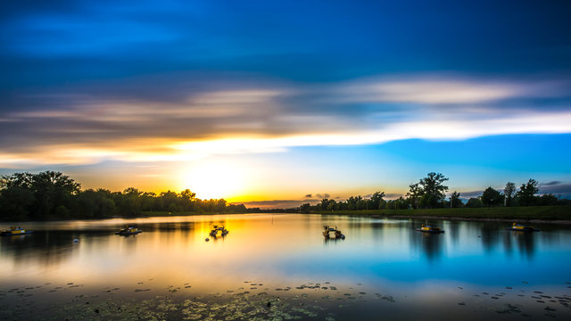 Larun lake sunset spring