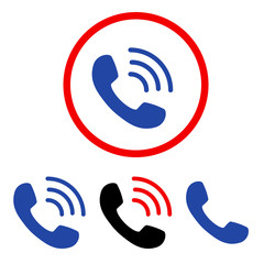 Phone Call flat vector pictogram collection. An isolated icons on a white background.