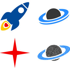 Space Rocket flat vector illustration collection. An isolated icons on a white background.
