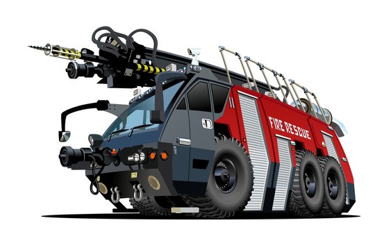 Vector Cartoon Fire Truck. Available EPS-8 vector format separated by groups and layers for easy edit