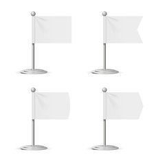 Realistic Template Blank White Flags Pocket Table. Vector