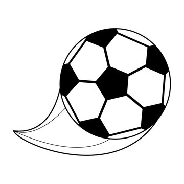 monochrome silhouette with soccer ball vector illustration