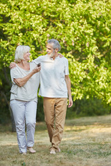 Fototapeta premium Smiling senior couple walking