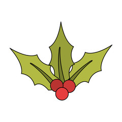 white background with colorful ornament of leaves and berries vector illustration