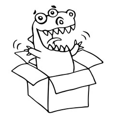 The dragon sitting in box. Vector illustration.