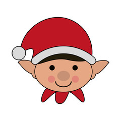 white background with face boy of christmas gnome vector illustration
