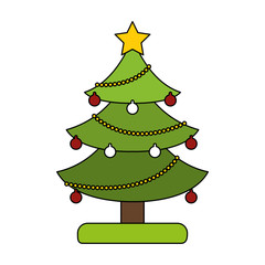 white background with decorated christmas tree vector illustration