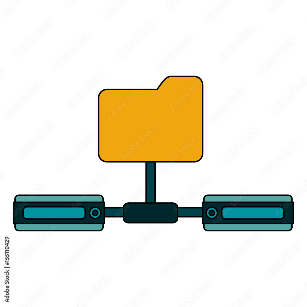 Poster white background with network sharing folder vector illustration