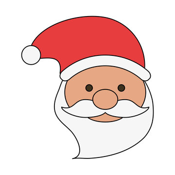 white background with front face santa claus with christmas hat vector illustration