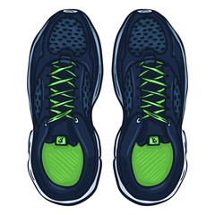 Vector Cartoon Blue Running Shoes