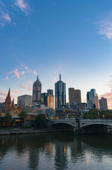 Fototapeta na wymiar Melbourne downtown cityscape at dusk