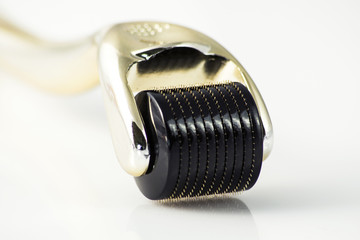 Dermaroller for medical micro needling therapy. Tool also known as: Derma roller, mesoroller, meso-roller, mesopen.