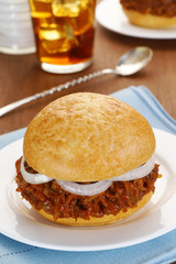 Barbeque BBQ Pork Sandwich with Onions