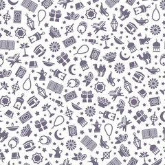 Seamless pattern with black arabic flat icons