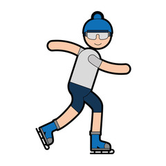 ethlete practicing ice skate avatar vector illustration design