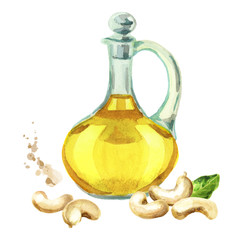 Cashew  oil. Watercolor