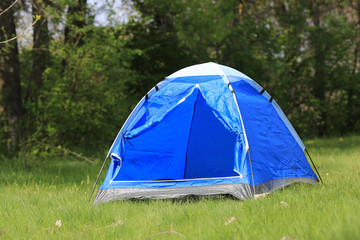 tourist tent in forest