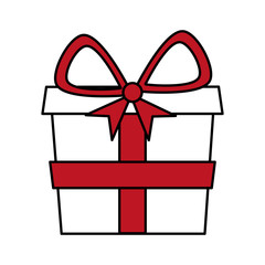 color silhouette image of gift box with red bow vector illustration