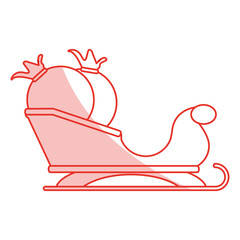red shading silhouette of santa claus sleigh with bags with gifts vector illustration