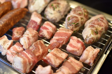 fresh selection of meat for barbecue 
