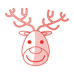 red shading silhouette of face of reindeer vector illustration