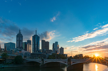 Picturesque Melbourne cityscape at sunrise