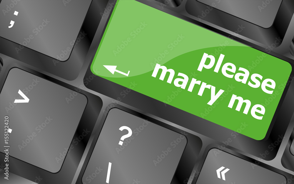Aufkleber button keypad keyboard key with please marry me words
