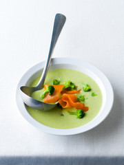 Broccoli soup with salmon