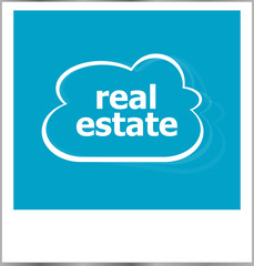 real estate word business concept, photo frame isolated on white