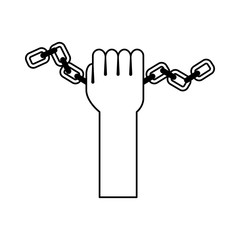 hand human with chains vector illustration design