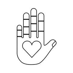 hand human with heart vector illustration design