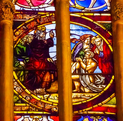 Jesus Blessing Stained Glass Cathedral Toledo Spain