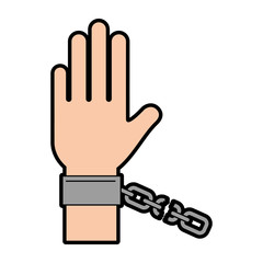 hand human with chains vector illustration design