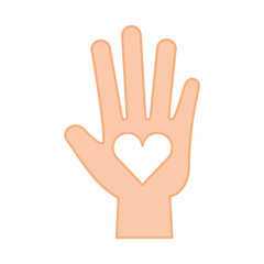 hand human with heart vector illustration design