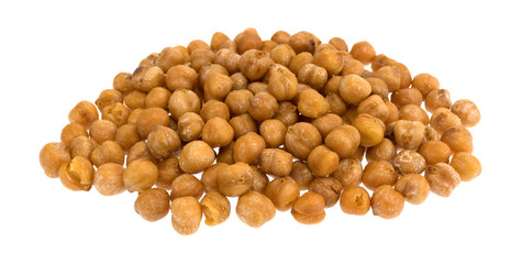 Large portion of chickpeas with sea salt isolated on a white background.