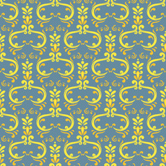 Vector damask vintage seamless pattern background.